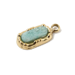 Amazonit Edelstein-Anhänger oval mit Edelstahlfassung gold 12,5mm 1 Stück