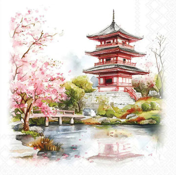 Ambiente Servietten Tempel Kirschblüten FSC Mix 33x33cm 20 Stück / Packung