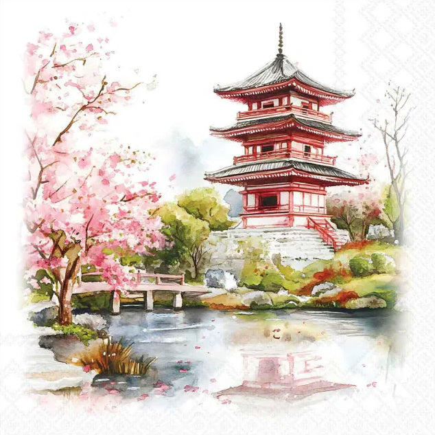 Ambiente Servietten Tempel Kirschblüten FSC Mix 33x33cm 20 Stück / Packung