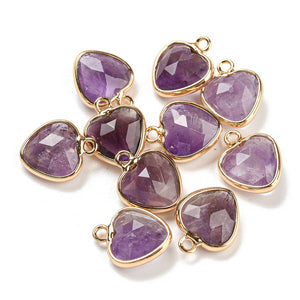 Amethyst Edelstein-Anhänger Herz facettiert gold 13,5mm 1 Stück