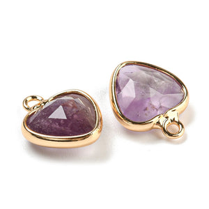 Amethyst Edelstein-Anhänger Herz facettiert gold 13,5mm 1 Stück