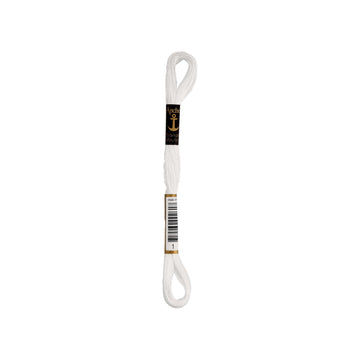 Anchor -Stranded Mouliné-Garn WEISS Sticktwist 6-fädig 100% Baumwolle 8m
