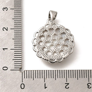 Anhänger Schutzengel aus Messing mit weißer Muschel platinfarben 22×19,5×3,5mm 1 Stück