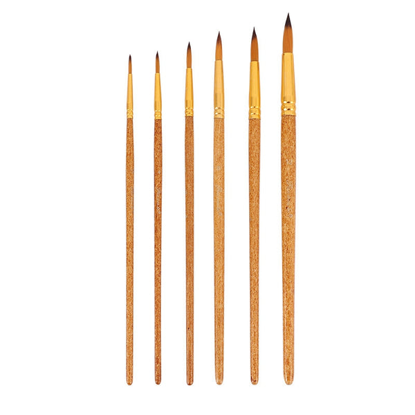 Aquarellpinsel Set rund & spitz 6-teilig Nylonhaar mit Holzgriff