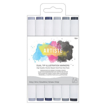 Artiste Alkoholmarker Dual Tip Illustrations Set Grautöne 6 Stifte/ Set