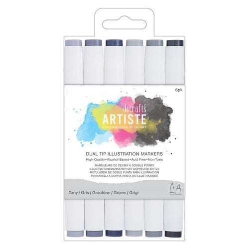 Artiste Alkoholmarker Dual Tip Illustrations Set Grautöne 6 Stifte/ Set