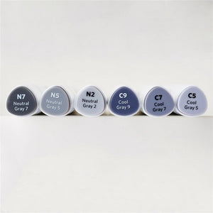 Artiste Alkoholmarker Dual Tip Illustrations Set Grautöne 6 Stifte/ Set