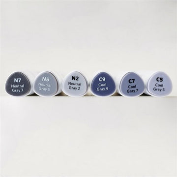 Artiste Alkoholmarker Dual Tip Illustrations Set Grautöne 6 Stifte/ Set