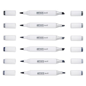 Artiste Alkoholmarker Dual Tip Illustrations Set Grautöne 6 Stifte/ Set