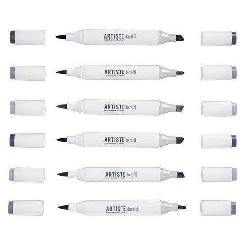 Artiste Alkoholmarker Dual Tip Illustrations Set Grautöne 6 Stifte/ Set
