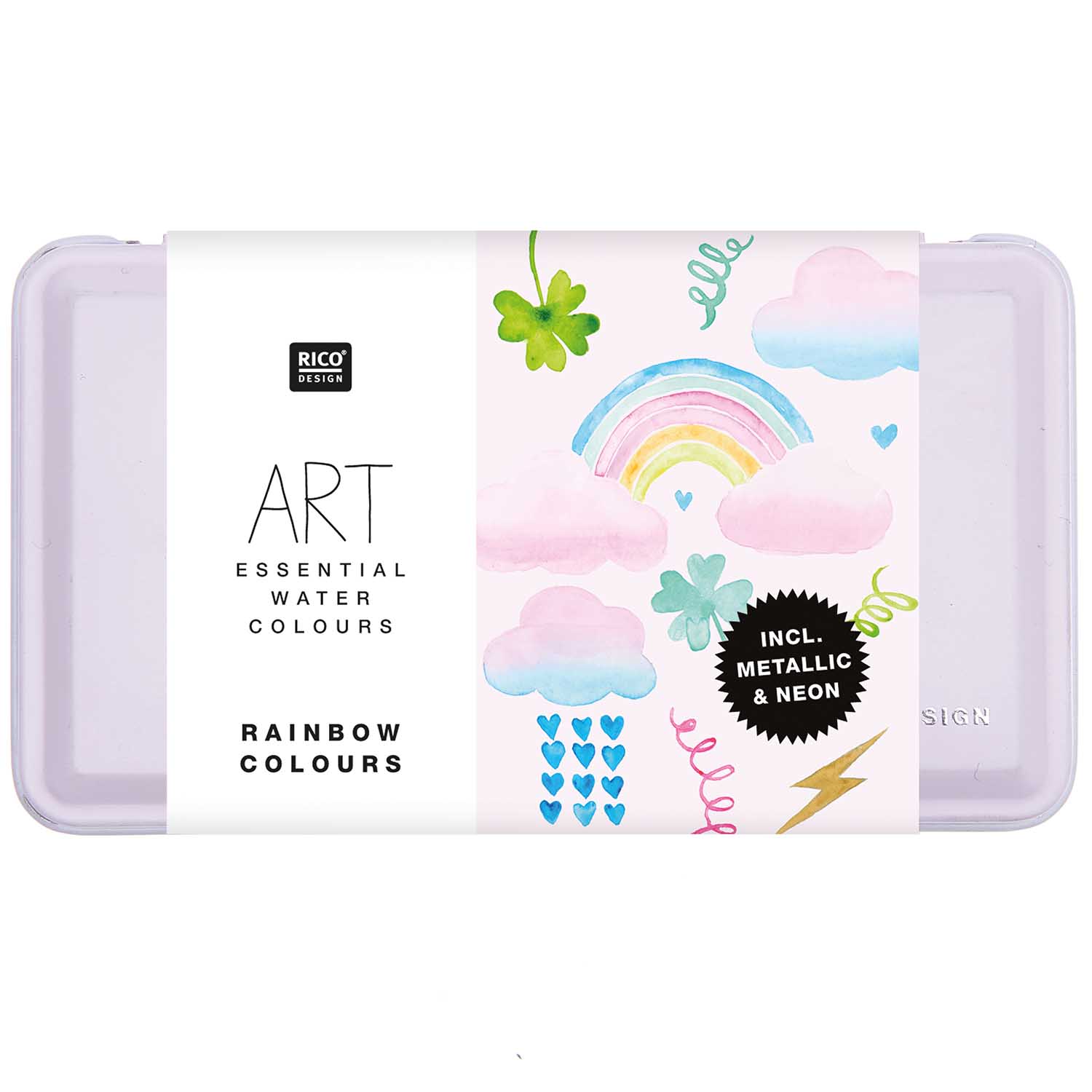 Aquarellfarben Art Essentials Rainbow Colors 12x½ Näpfchen Rico Design Metallkasten