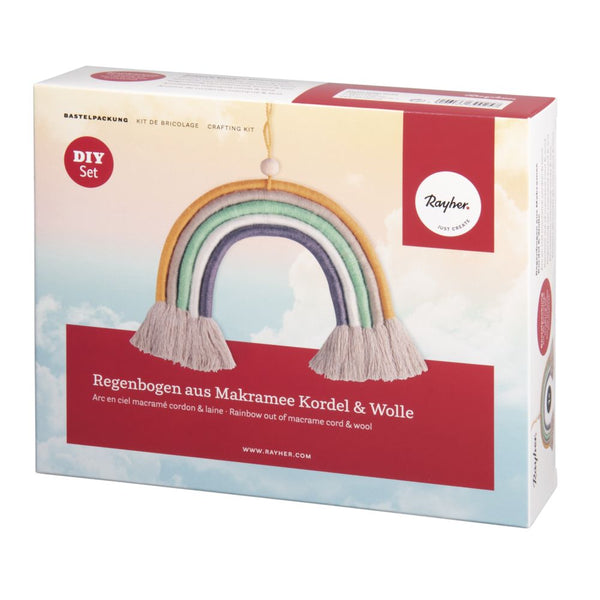 Bastelpackung Regenbogen aus Makramee Kordel+Wolle mit Anleitung
