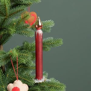 Baumschmuck Glaskerze mit goldenem Metallchip Ø2cm 19x4,1x4,1cm