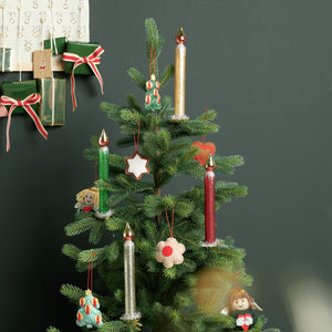 Baumschmuck Glaskerze mit goldenem Metallchip Ø2cm 19x4,1x4,1cm