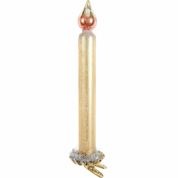 Baumschmuck Glaskerze mit goldenem Metallchip Ø2cm 19x4,1x4,1cm