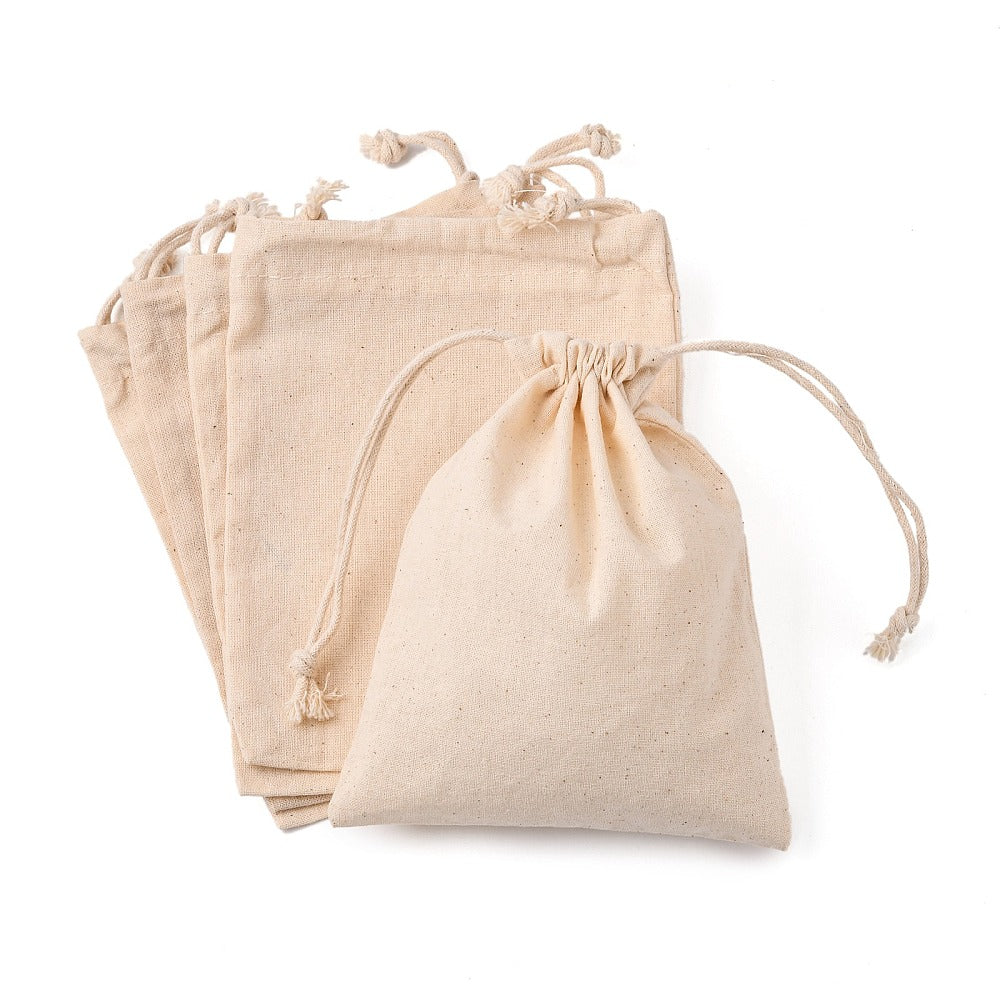 Baumwollsackerl 15 x 10 cm, natur, pro Stück Baumwollbeutel Geschenkbeutel
