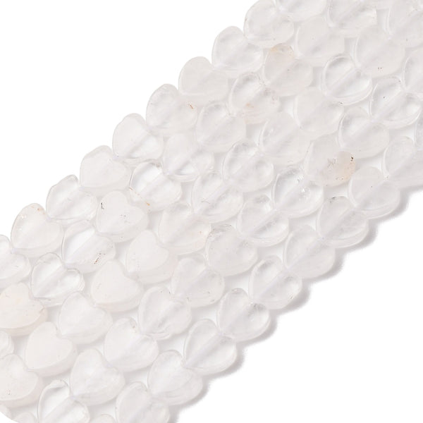Bergkristall Herzperlen Edelstein weiß 6,5×6,5×2mm 68 Stück / Strang (38cm)