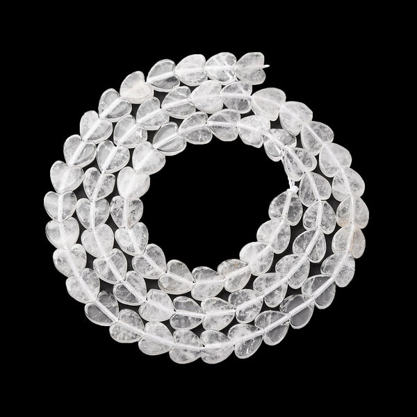 Bergkristall Herzperlen Edelstein weiß 6,5×6,5×2mm 68 Stück / Strang (38cm)