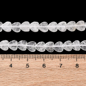 Bergkristall Herzperlen Edelstein weiß 6,5×6,5×2mm 68 Stück / Strang (38cm)