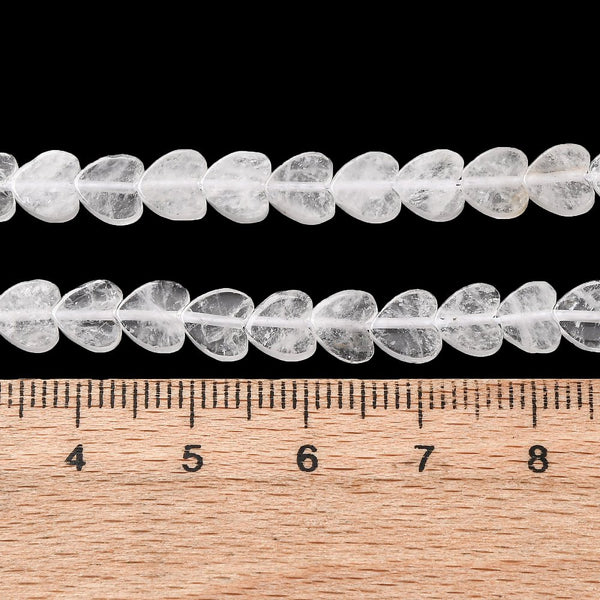Bergkristall Herzperlen Edelstein weiß 6,5×6,5×2mm 68 Stück / Strang (38cm)