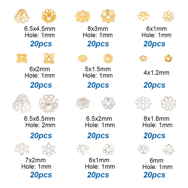 Blumenperlkappen -Set 12 Stile 240 Stück