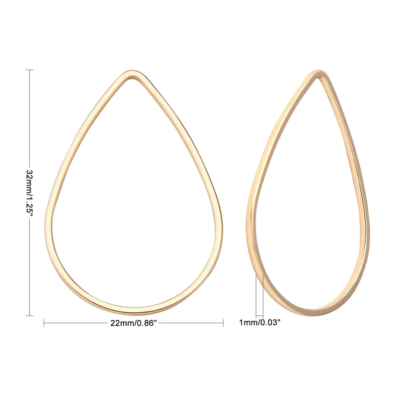 Messing Verbindungsringe Tropfenform gold ausfarbig Messing 32x22x1mm 1 Stück