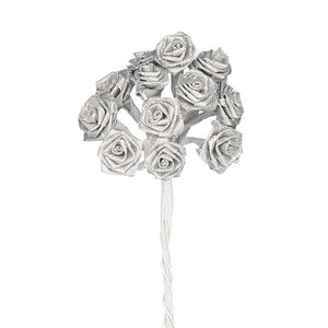 Brokatröschen silber 12 mm 12 Stück / Bund