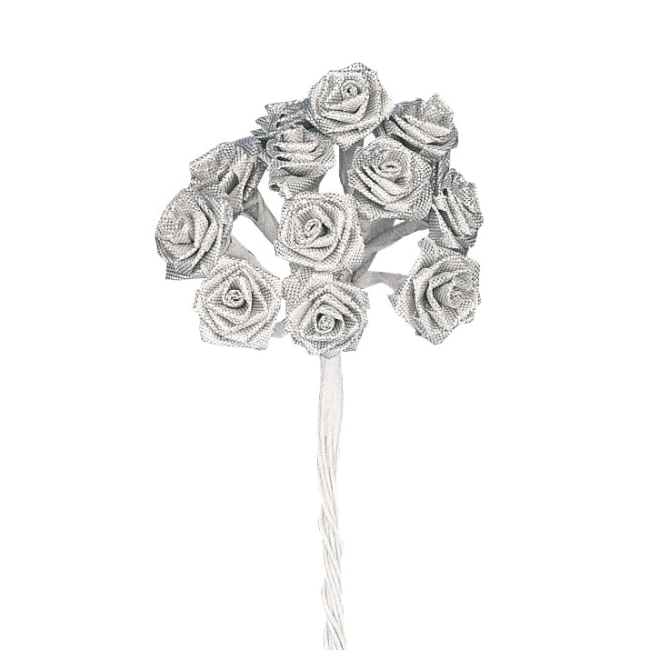 Brokatröschen silber 12 mm 12 Stück / Bund