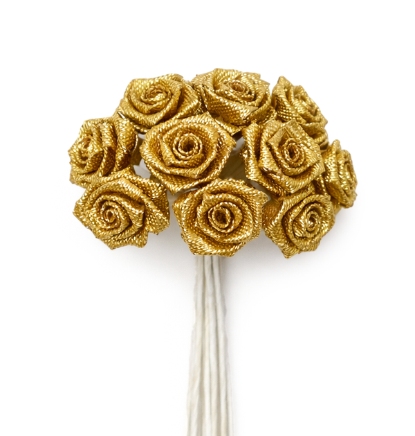 Brokatröschen gold 12mm 12 Stück / Bund