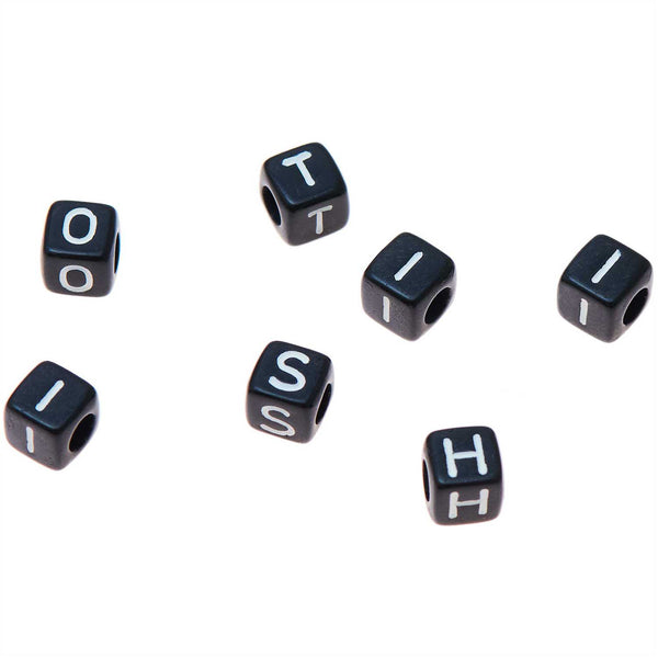 Buchstabenperlen Mix Würfel schwarz/weiß 6x6mm 99 Stück