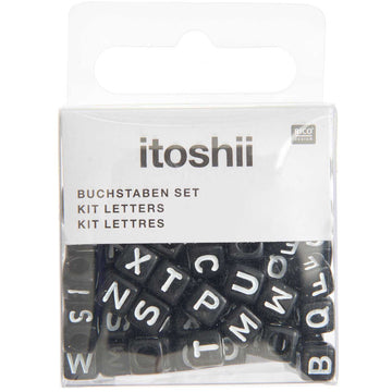 Buchstabenperlen Mix Würfel schwarz/weiß 6x6mm 99 Stück