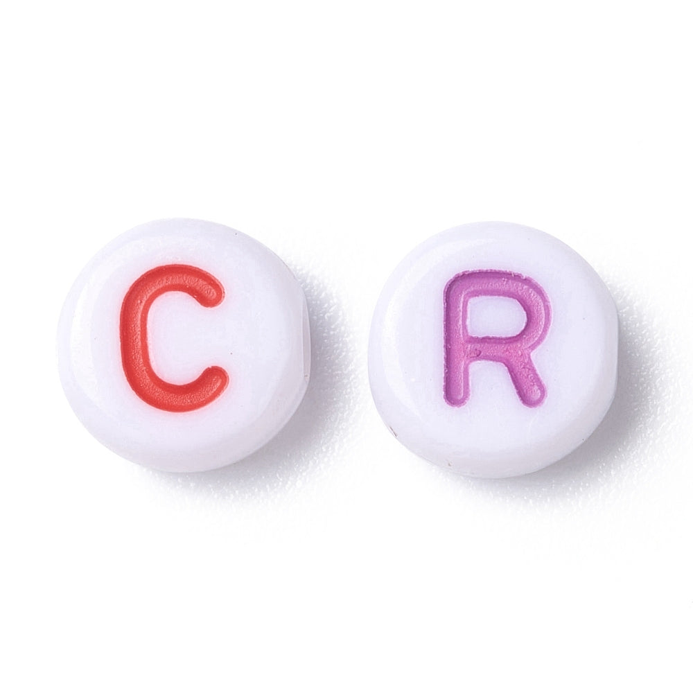 Buchstabenperlen-Mix weiß bunt pastell 7x3,5mm 150 Stück