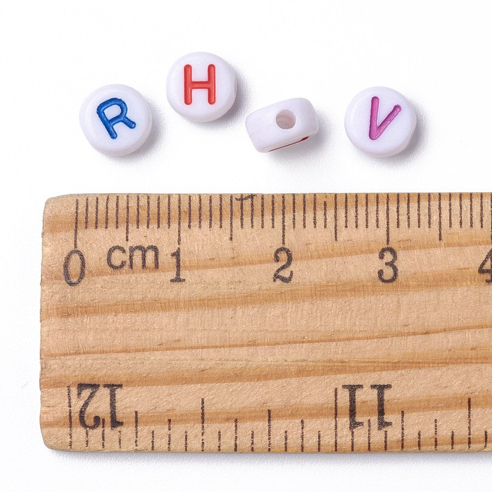 Buchstabenperlen-Mix weiß bunt pastell 7x3,5mm 150 Stück