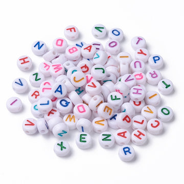 Buchstabenperlen-Mix weiß bunt pastell 7x3,5mm 150 Stück