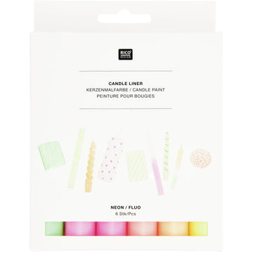 Candle Liner Kerzenmalfarbe Set Neon 6 Stück à 30ml