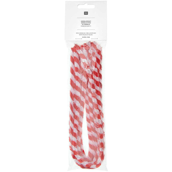 Chenillendraht Pfeiffenputzer rot weiß 50cm 10 Stück