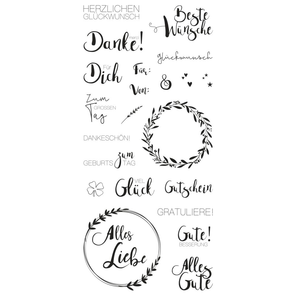 Clear Stamps - Viele Wünsche 97x205mm 22 Motive 1Bogen