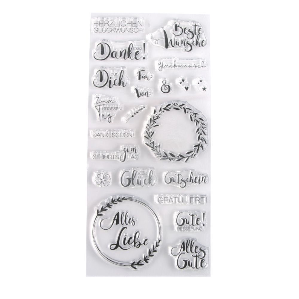 Clear Stamps - Viele Wünsche 97x205mm 22 Motive 1Bogen