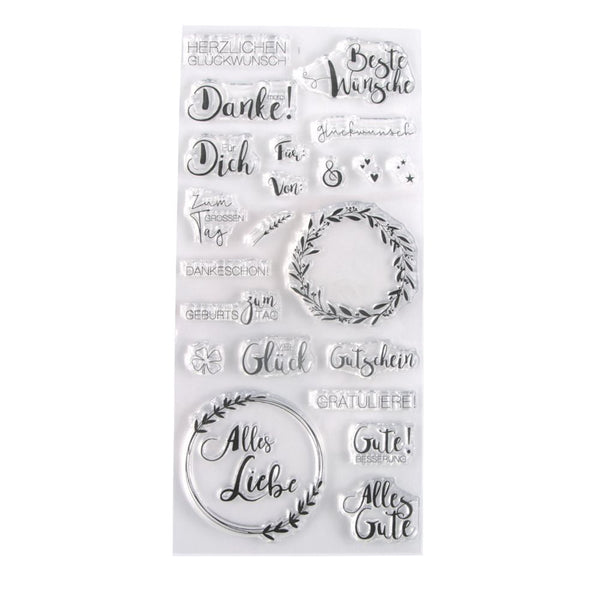Silikonstempel - Viele Wünsche 22 Motive 97x205mm 1 Bogen