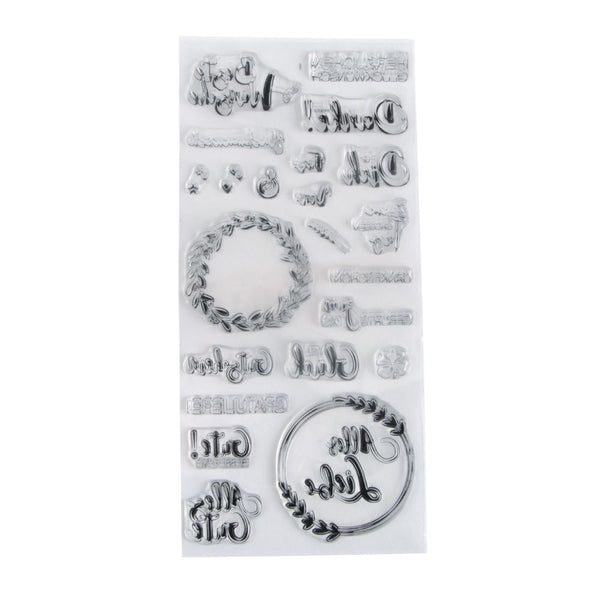 Silikonstempel - Viele Wünsche 22 Motive 97x205mm 1 Bogen