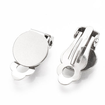 Ohrclips 10mm Platin, 304 Edelstahl, Clip-on Ohrring 4 Stk./Pkg