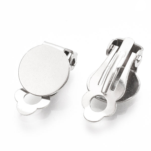 Clip-on Ohrring Ohrclips 10mm Platine 304 Edelstahl 4 Stk./Pkg