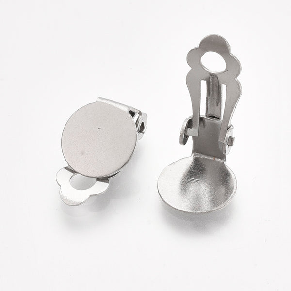 Clip-on Ohrring Ohrclips 10mm Platine 304 Edelstahl 4 Stk./Pkg