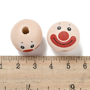Clown-Gesicht bedruckt 20mm Holzkugel 10 Stück/ Packung