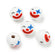 Clown-Gesicht bedruckt 20mm Holzkugel weiß/rot/blau 10 Stück/ Packung
