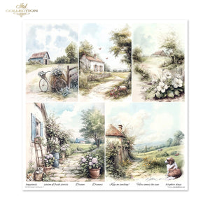 Cottage in the Country Scrapbooking Papier-Set  200 g/m2 310x320 mm 11 Bögen