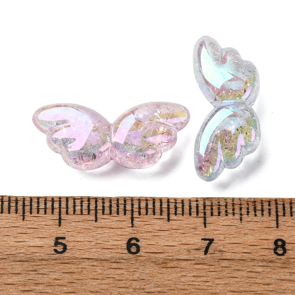 Crackle Acrylperlen Engelflügel pastell AB 9,5x22x6,5mm 18 Stück