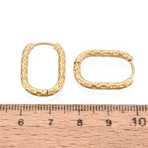 Creolen Ohrstecker rechteckig mit Klappverschluss 304 Edelstahl goldfarben 21,5x16mm 1 Paar