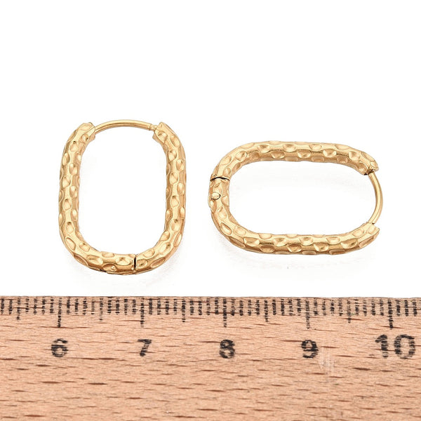 Creolen Ohrstecker rechteckig mit Klappverschluss 304 Edelstahl goldfarben 21,5x16mm 1 Paar