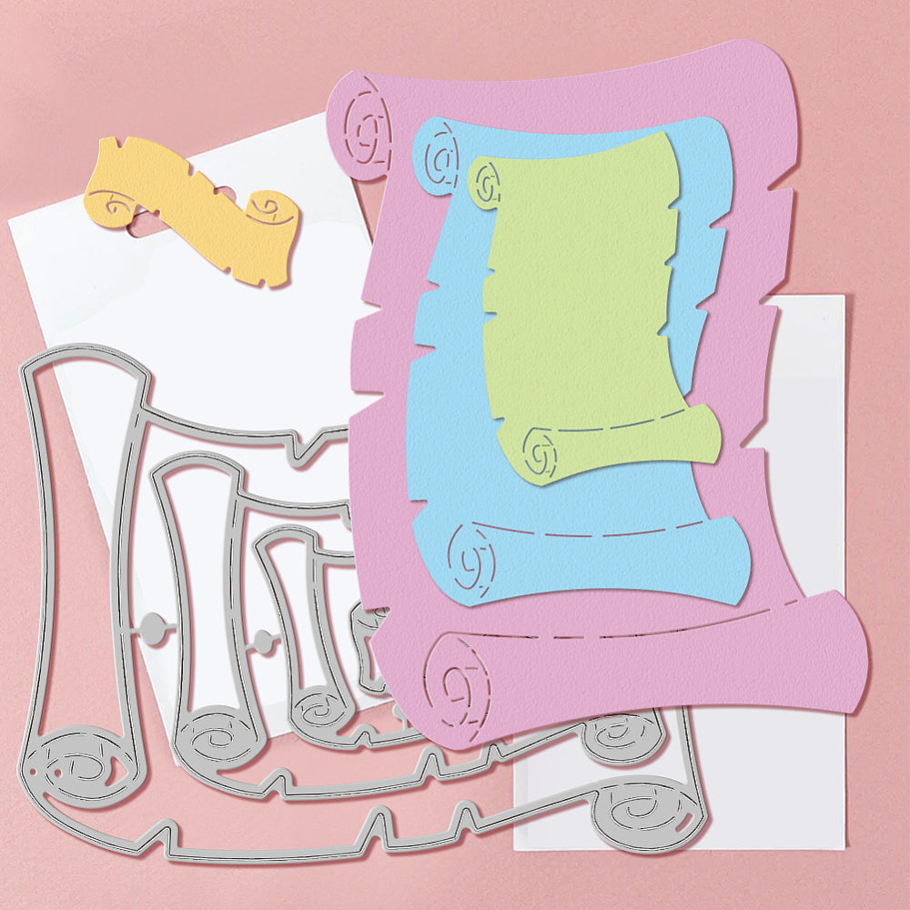 Stanzschablonen-Set Schriftrolle Urkunde Banner 11-teilig